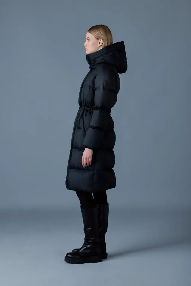 Puffers Women Mackage ISHANISW Softwash Long Down Coat With Hood Garnet