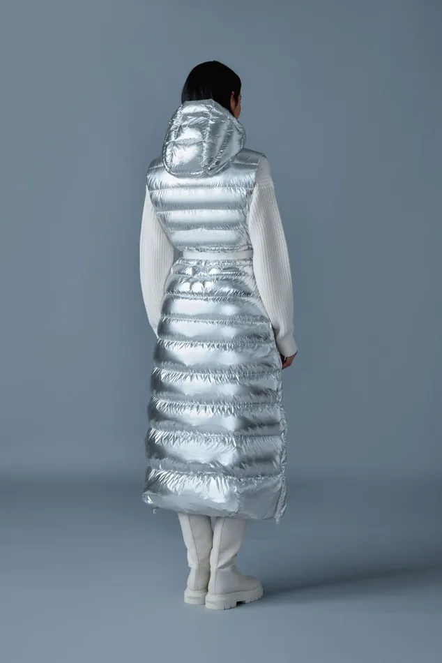 Puffers Women Mackage IVANKAMSF Sleeveless Metallic Laminate Snowflake Coat Silver Puffers Women Mackage IVANKAMSF Sleeveless Metallic Laminate Snowflake Coat Silver