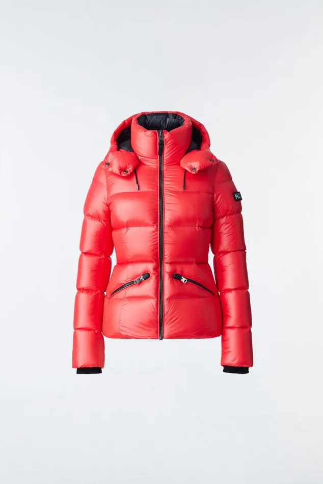 Puffers Women Mackage MADALYN Lustrous Light Down Jacket With Hood For Ladies White Puffers Women Mackage MADALYN Lustrous Light Down Jacket With Hood For Ladies White