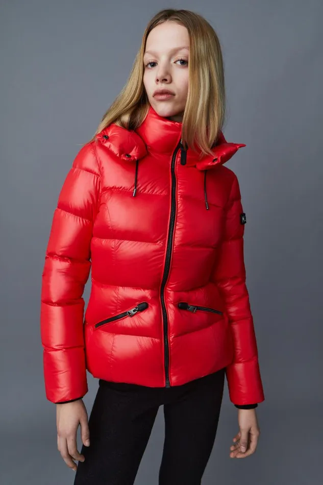 Puffers Women Mackage MADALYN Lustrous Light Down Jacket With Hood For Ladies White Puffers Women Mackage MADALYN Lustrous Light Down Jacket With Hood For Ladies White