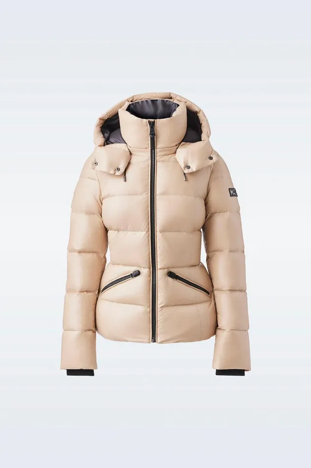 Puffers Women Mackage MADALYN Lustrous Light Down Jacket With Hood For Ladies White Puffers Women Mackage MADALYN Lustrous Light Down Jacket With Hood For Ladies White