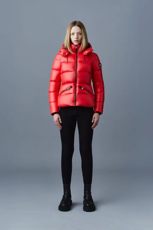 Puffers Women Mackage MADALYN Lustrous Light Down Jacket With Hood For Ladies White Puffers Women Mackage MADALYN Lustrous Light Down Jacket With Hood For Ladies White