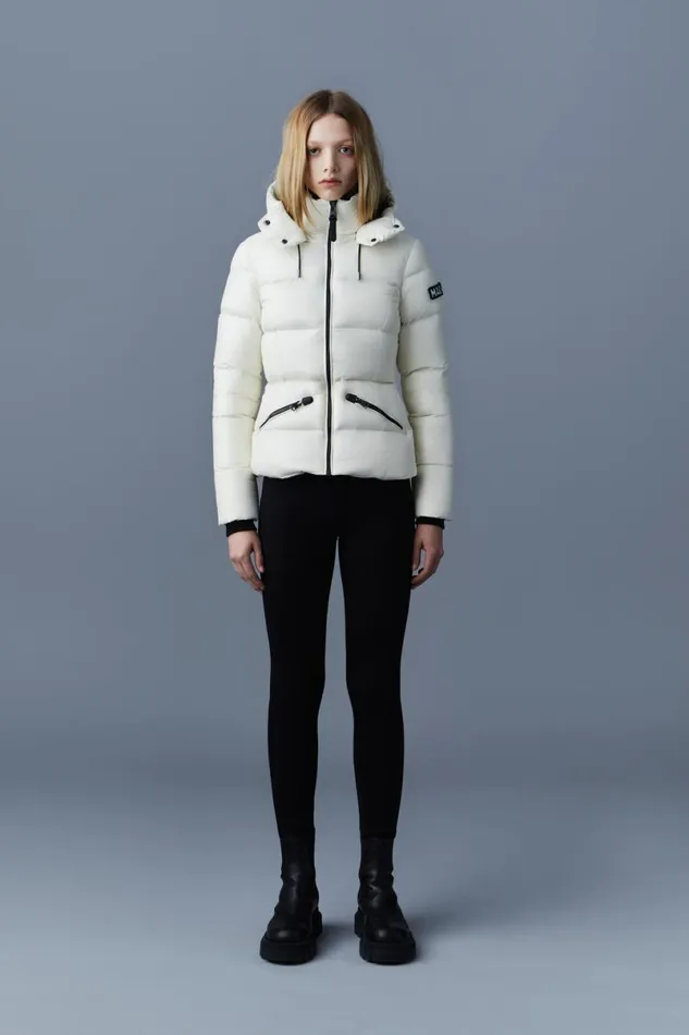 Puffers Women Mackage MADALYN Lustrous Light Down Jacket With Hood For Ladies White Puffers Women Mackage MADALYN Lustrous Light Down Jacket With Hood For Ladies White