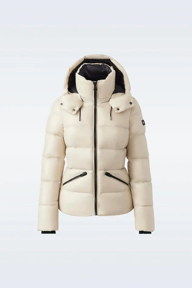 Puffers Women Mackage MADALYN Lustrous Light Down Jacket With Hood For Ladies White Puffers Women Mackage MADALYN Lustrous Light Down Jacket With Hood For Ladies White