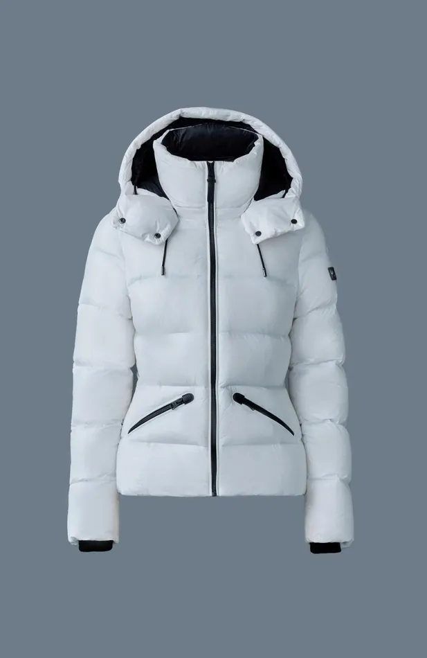 Puffers Women Mackage MADALYN Lustrous Light Down Jacket With Hood For Ladies White Puffers Women Mackage MADALYN Lustrous Light Down Jacket With Hood For Ladies White