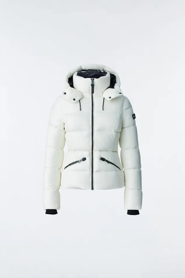 Puffers Women Mackage MADALYN Lustrous Light Down Jacket With Hood For Ladies White Puffers Women Mackage MADALYN Lustrous Light Down Jacket With Hood For Ladies White
