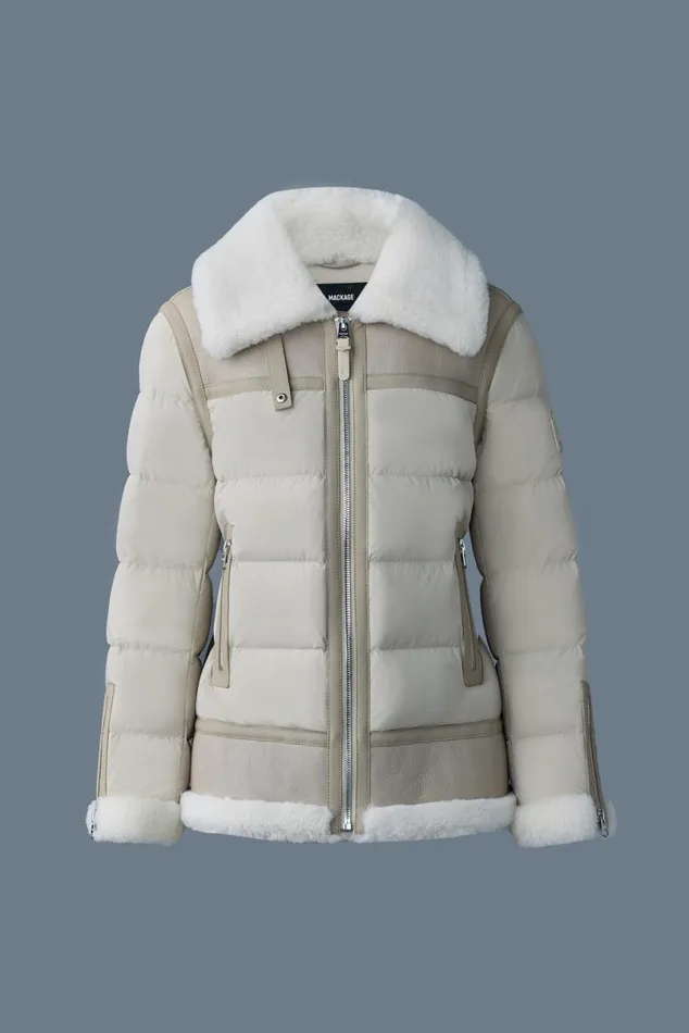 Puffers Women Mackage VANNA Mixedmedia Shearling Down Jacket Trenchnatural Puffers Women Mackage VANNA Mixedmedia Shearling Down Jacket Trenchnatural