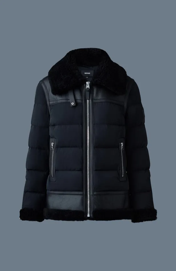 Puffers Women Mackage VANNA Mixedmedia Shearling Down Jacket Trenchnatural Puffers Women Mackage VANNA Mixedmedia Shearling Down Jacket Trenchnatural