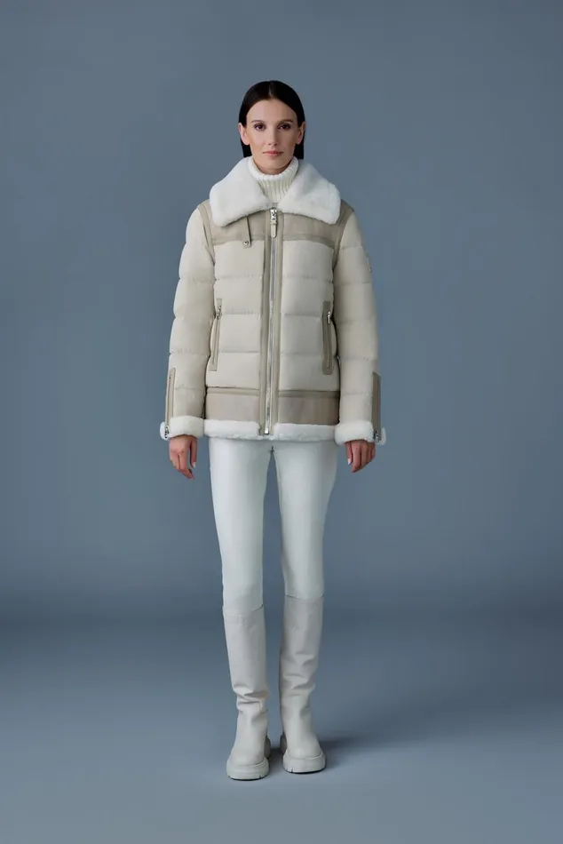 Puffers Women Mackage VANNA Mixedmedia Shearling Down Jacket Trenchnatural Puffers Women Mackage VANNA Mixedmedia Shearling Down Jacket Trenchnatural