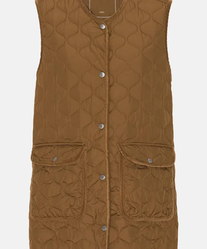 Quilt Long Vest 8211 Walnut Outerwear Ilse Jacobsen All Jackets And Coats