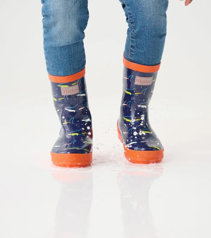 Rainwear BoysBaby and Toddler Hatley Boys Shark Shiny Rain Boots