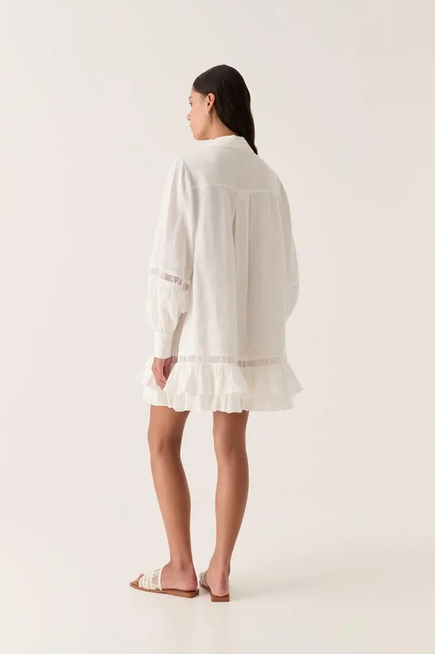 Reframe Logo Trim Mini Dress Ivory Women Aje White Dresses