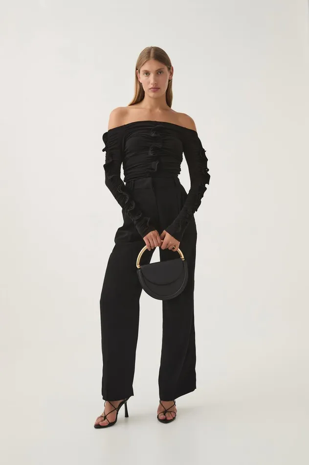 Regenerate Gathered Jersey Top Black Women Aje Body 038 Crepe Knit