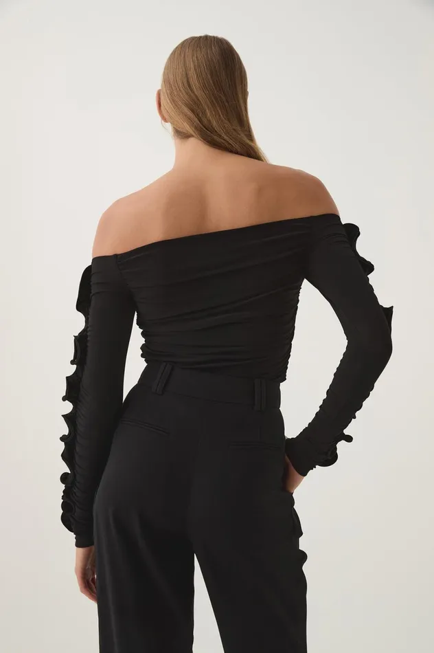 Regenerate Gathered Jersey Top Black Women Aje Body 038 Crepe Knit