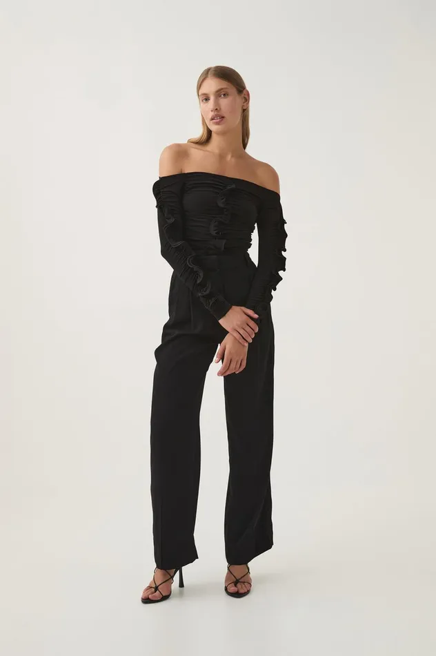 Regenerate Gathered Jersey Top Black Women Aje Body 038 Crepe Knit