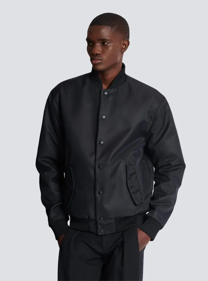 Reversible Bomber Jacket In Plain And Kissprint Nylon Black Men Balmain Outerwear