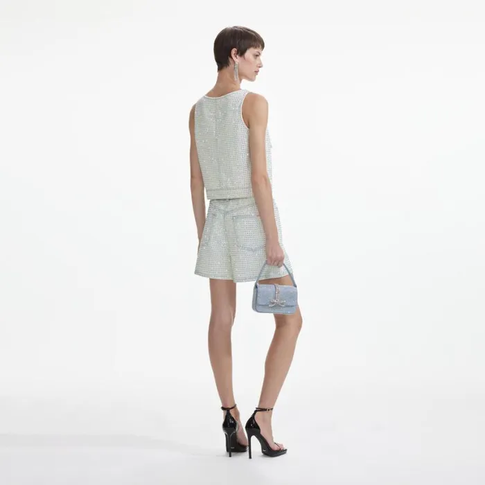 Rhinestone Denim Shorts Women Self Portrait Denim