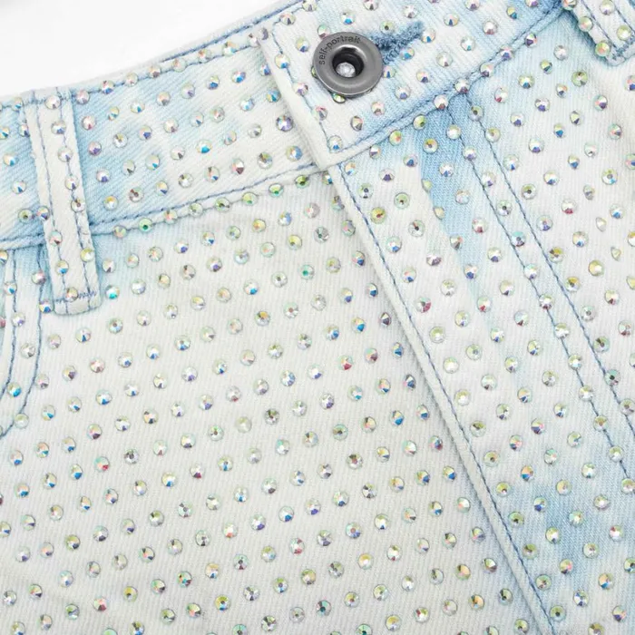Rhinestone Denim Shorts Women Self Portrait Denim