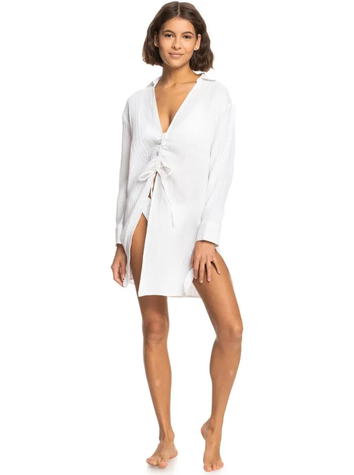 Roxy Cover Ups Sun And Limonade Shirt Dress Bright White 8211 Women