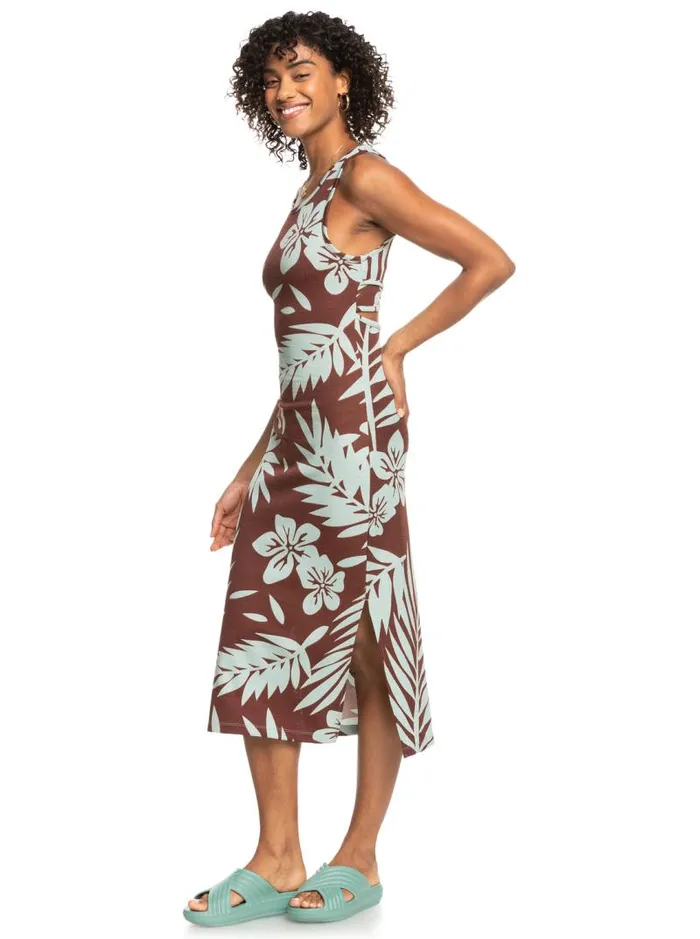 Roxy Dresses Good Keepsake Printed Midi Dress Bitter Chocolate Palmeria 8211 Women