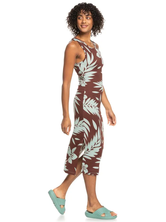 Roxy Dresses Good Keepsake Printed Midi Dress Bitter Chocolate Palmeria 8211 Women