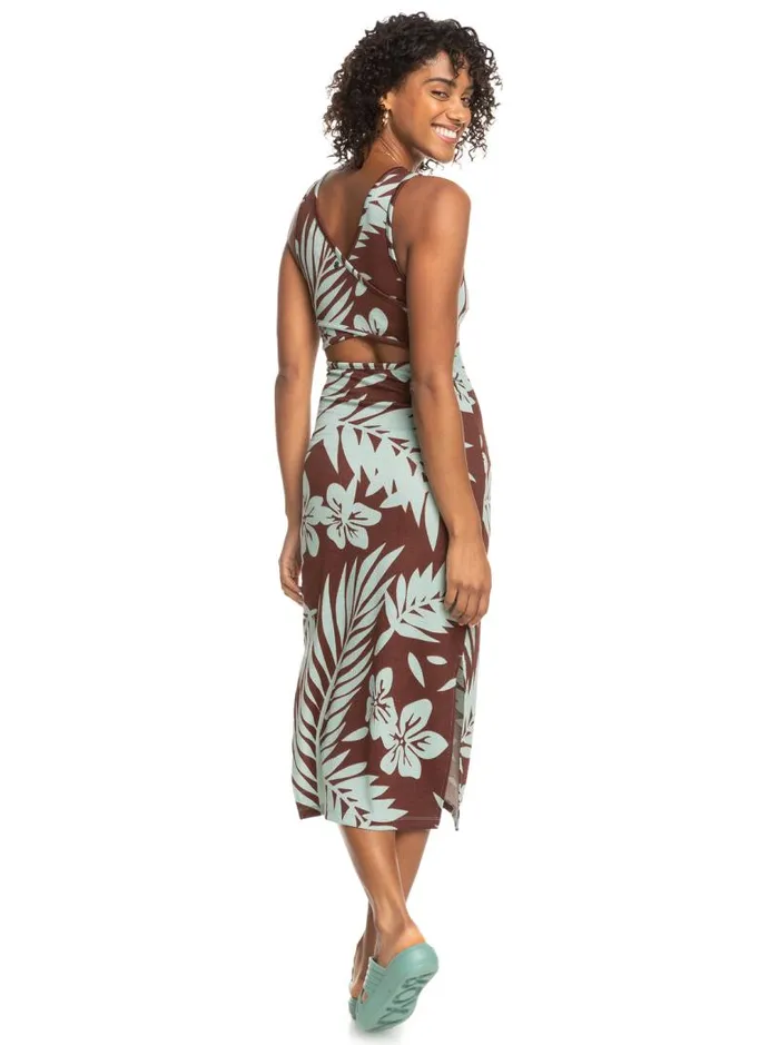 Roxy Dresses Good Keepsake Printed Midi Dress Bitter Chocolate Palmeria 8211 Women