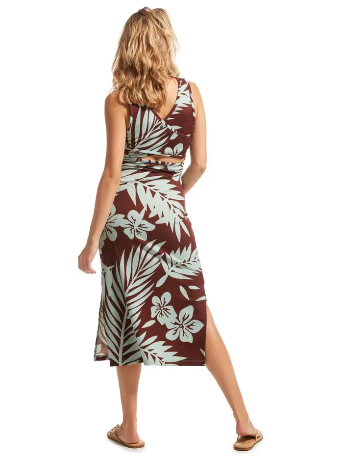 Roxy Dresses Good Keepsake Printed Midi Dress Bitter Chocolate Palmeria 8211 Women