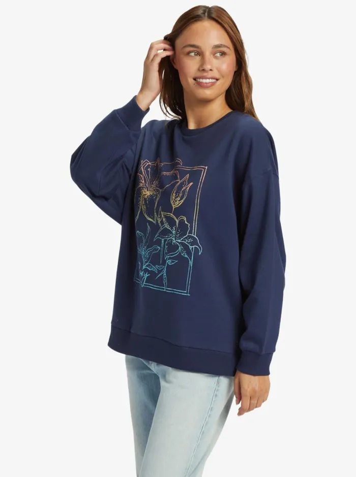 Roxy Fleece and Hoodies Morning Hike Sweatshirt Mood Indigo 8211 Women