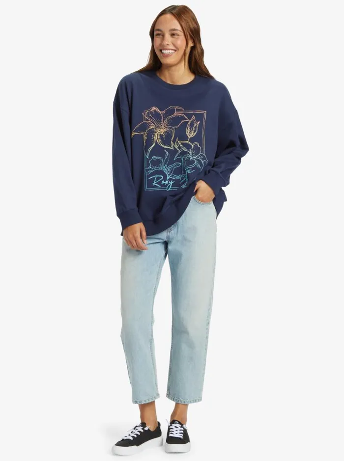 Roxy Fleece and Hoodies Morning Hike Sweatshirt Mood Indigo 8211 Women
