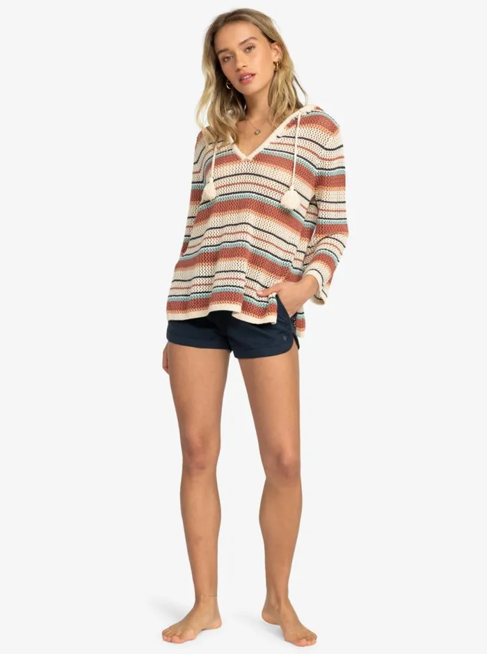Roxy Jackets After Beach Break Stripe Poncho Hoodie Tapioca Heart Stripe 8211 Women Roxy Jackets After Beach Break Stripe Poncho Hoodie Tapioca Heart Stripe 8211 Women
