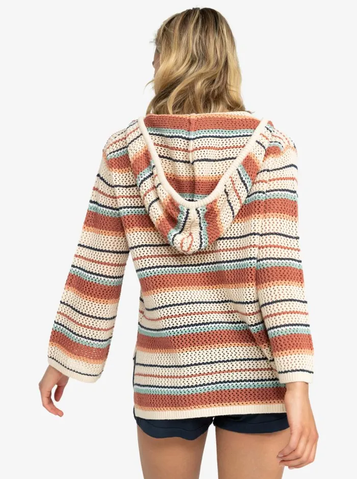 Roxy Jackets After Beach Break Stripe Poncho Hoodie Tapioca Heart Stripe 8211 Women Roxy Jackets After Beach Break Stripe Poncho Hoodie Tapioca Heart Stripe 8211 Women