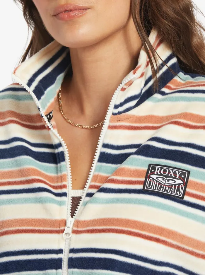 Roxy Jackets Dawn To Dusk HalfZip Fleece Blue Surf Blanket Stripe 8211 Women