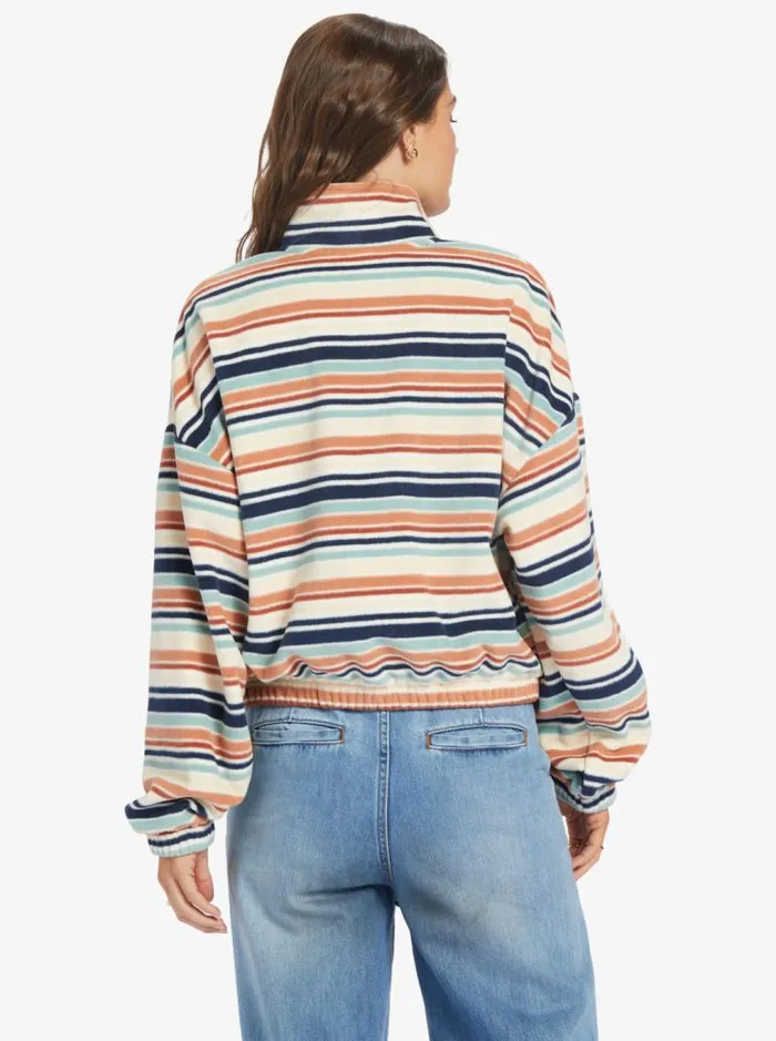 Roxy Jackets Dawn To Dusk HalfZip Fleece Blue Surf Blanket Stripe 8211 Women