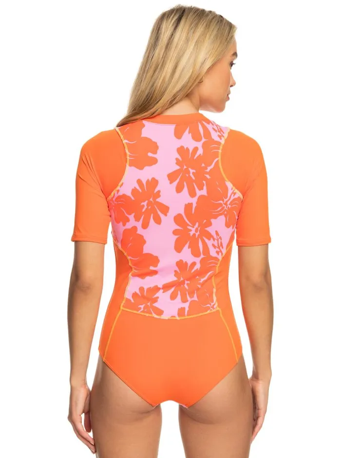Roxy One Pieces SurfKindKate Short Sleeve OnePiece Swimsuit Pink Frosting My Kind Of Hibis 8211 Women Roxy One Pieces SurfKindKate Short Sleeve OnePiece Swimsuit Pink Frosting My Kind Of Hibis 8211 Women