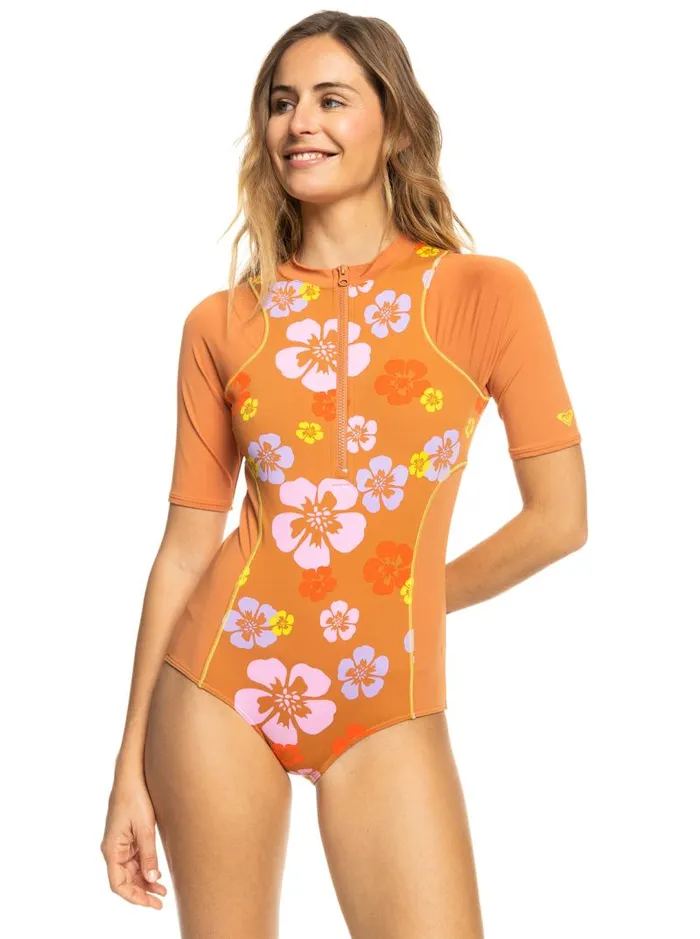 Roxy One Pieces SurfKindKate Short Sleeve OnePiece Swimsuit Sunburn Positivity Paradise 8211 Women Roxy One Pieces SurfKindKate Short Sleeve OnePiece Swimsuit Sunburn Positivity Paradise 8211 Women