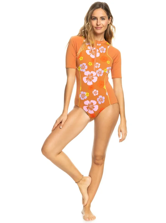 Roxy One Pieces SurfKindKate Short Sleeve OnePiece Swimsuit Sunburn Positivity Paradise 8211 Women Roxy One Pieces SurfKindKate Short Sleeve OnePiece Swimsuit Sunburn Positivity Paradise 8211 Women