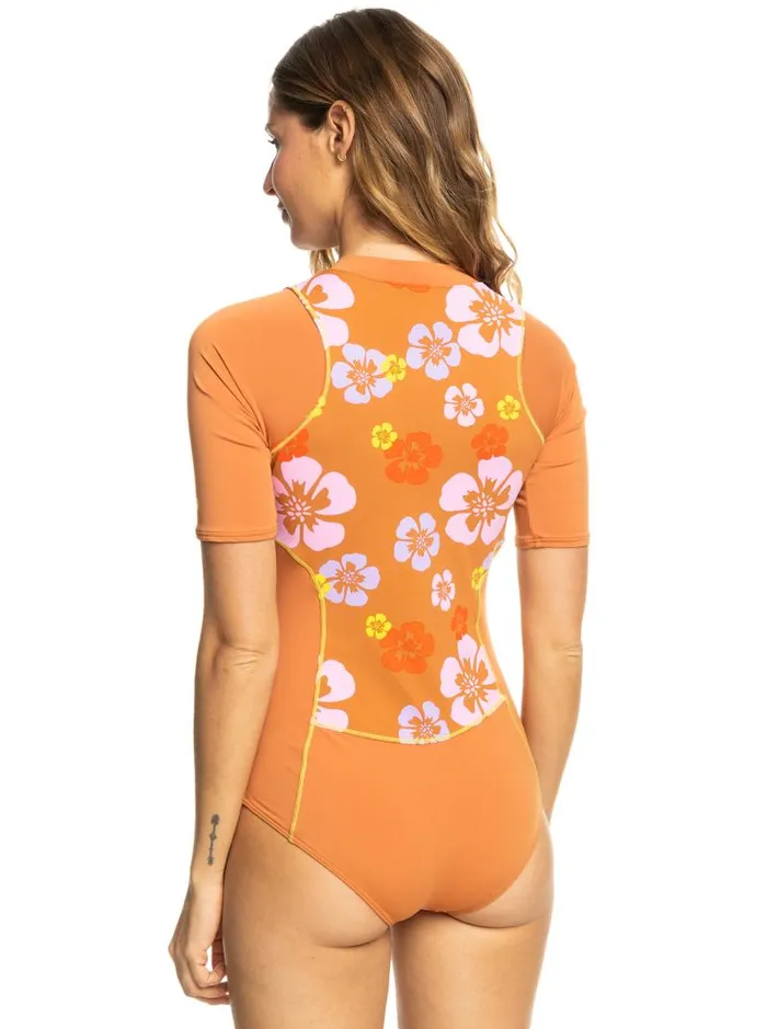 Roxy One Pieces SurfKindKate Short Sleeve OnePiece Swimsuit Sunburn Positivity Paradise 8211 Women Roxy One Pieces SurfKindKate Short Sleeve OnePiece Swimsuit Sunburn Positivity Paradise 8211 Women