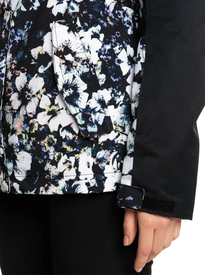 Roxy Snow Jackets Roxy Jetty Block Insulated Snow Jacket True Black Black Flowers 8211 Women Roxy Snow Jackets Roxy Jetty Block Insulated Snow Jacket True Black Black Flowers 8211 Women
