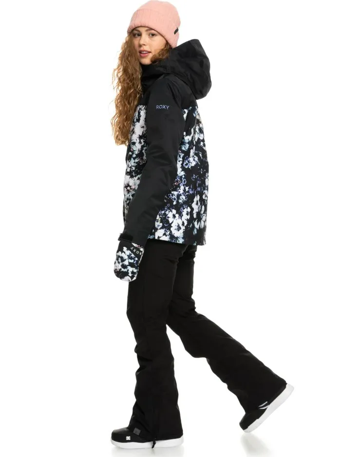 Roxy Snow Jackets Roxy Jetty Block Insulated Snow Jacket True Black Black Flowers 8211 Women Roxy Snow Jackets Roxy Jetty Block Insulated Snow Jacket True Black Black Flowers 8211 Women