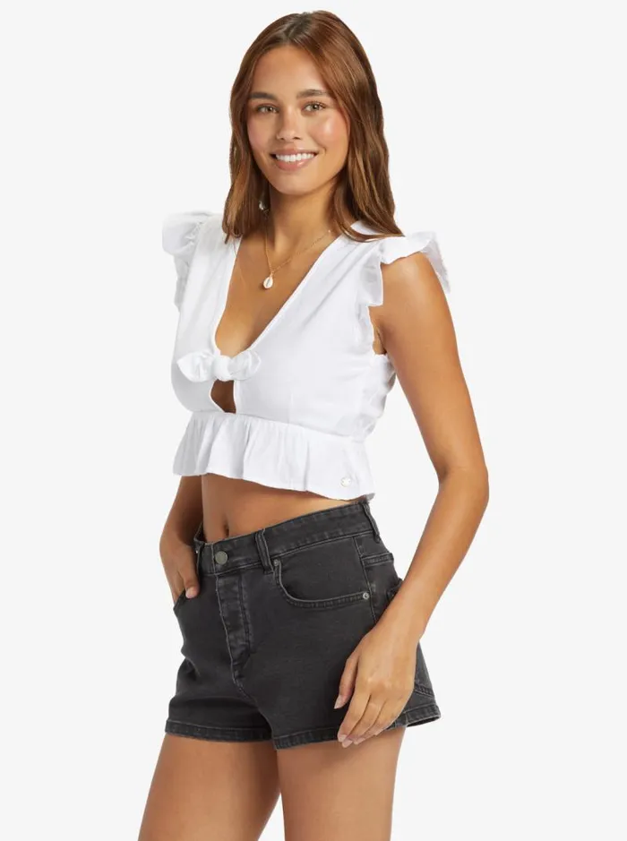 Roxy Tops Sweetest Love Short Sleeve Crop Top Snow White 8211 Women Roxy Tops Sweetest Love Short Sleeve Crop Top Snow White 8211 Women