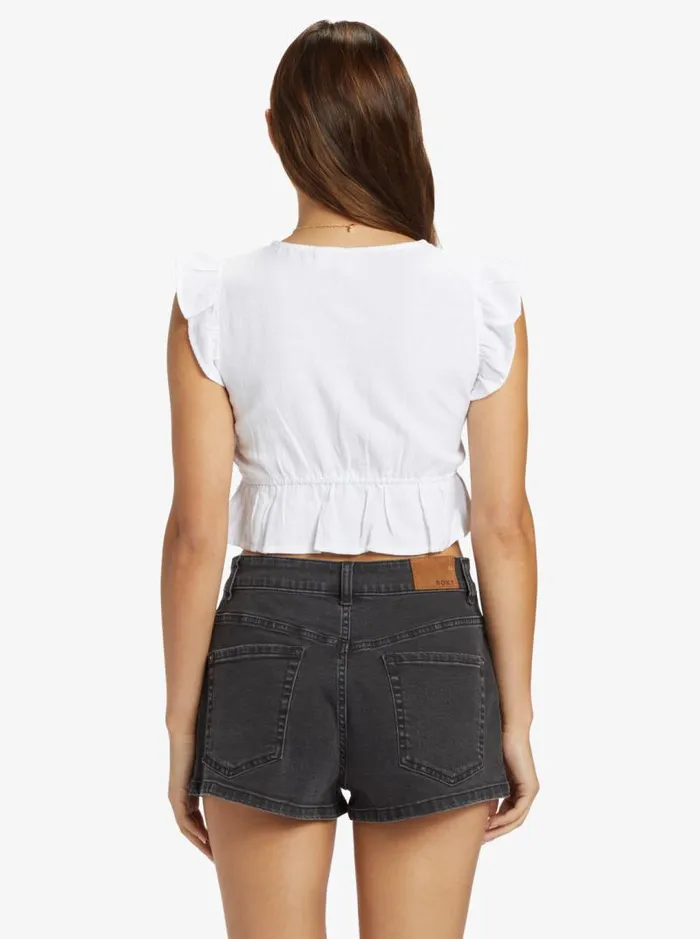 Roxy Tops Sweetest Love Short Sleeve Crop Top Snow White 8211 Women Roxy Tops Sweetest Love Short Sleeve Crop Top Snow White 8211 Women
