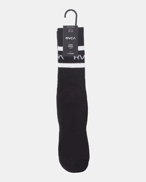 Rvca 2 Pack Striped Crew Socks Black SportMen Other Accessories