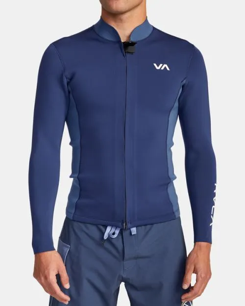 Rvca 2mm Balance Front Zip Wetsuit Jacket Navy Surf Neoprene Tops