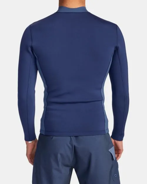 Rvca 2mm Balance Front Zip Wetsuit Jacket Navy Surf Neoprene Tops