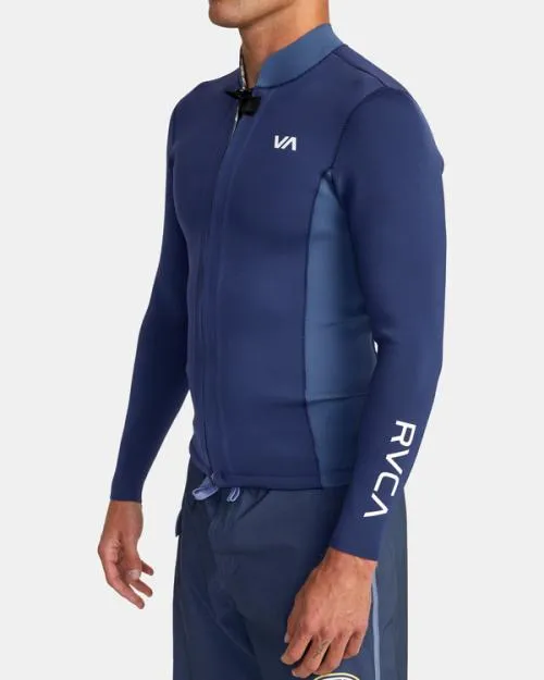 Rvca 2mm Balance Front Zip Wetsuit Jacket Navy Surf Neoprene Tops