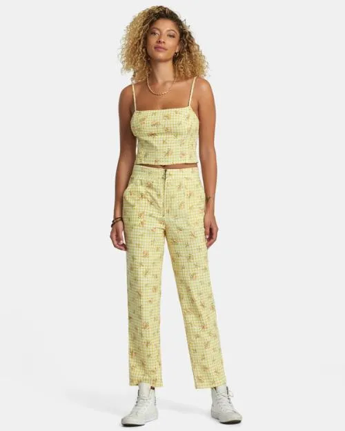 Rvca Anywhere Seersucker Pants Golden Women Pants