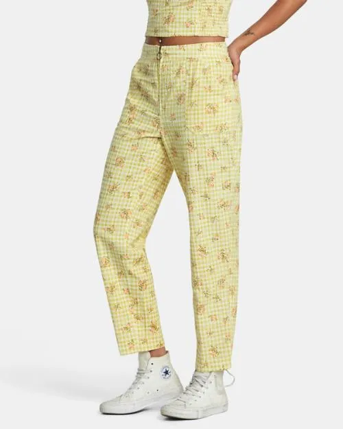 Rvca Anywhere Seersucker Pants Golden Women Pants
