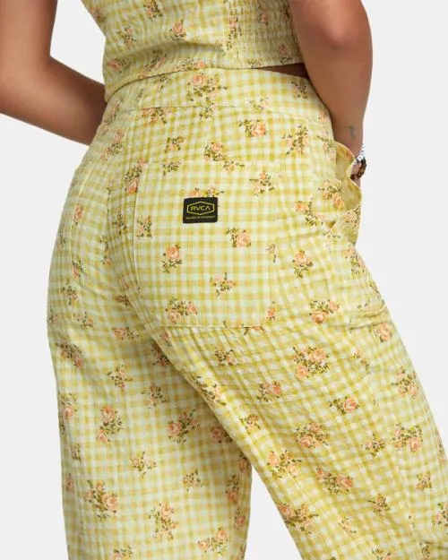 Rvca Anywhere Seersucker Pants Golden Women Pants