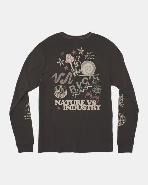 Rvca Boy039s Scorched Long Sleeve TShirt Pirate Black Boys Tees and Tanks