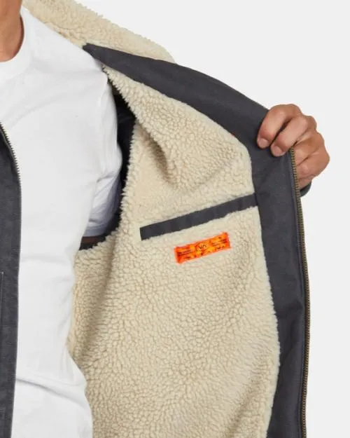 Rvca Chainmail Sherpa Lined Jacket Garage Blue Men Jackets